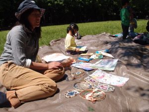 鴨池公園の竹を使ったドリームキャッチャー。このドリームキャッチャーは6月11日、12日に開催される「こどもみらいフェス」で飾られる